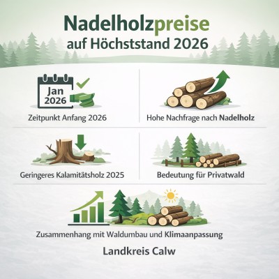 Calw: Nadelholzpreise erreichen Anfang 2026 neue Höchststände